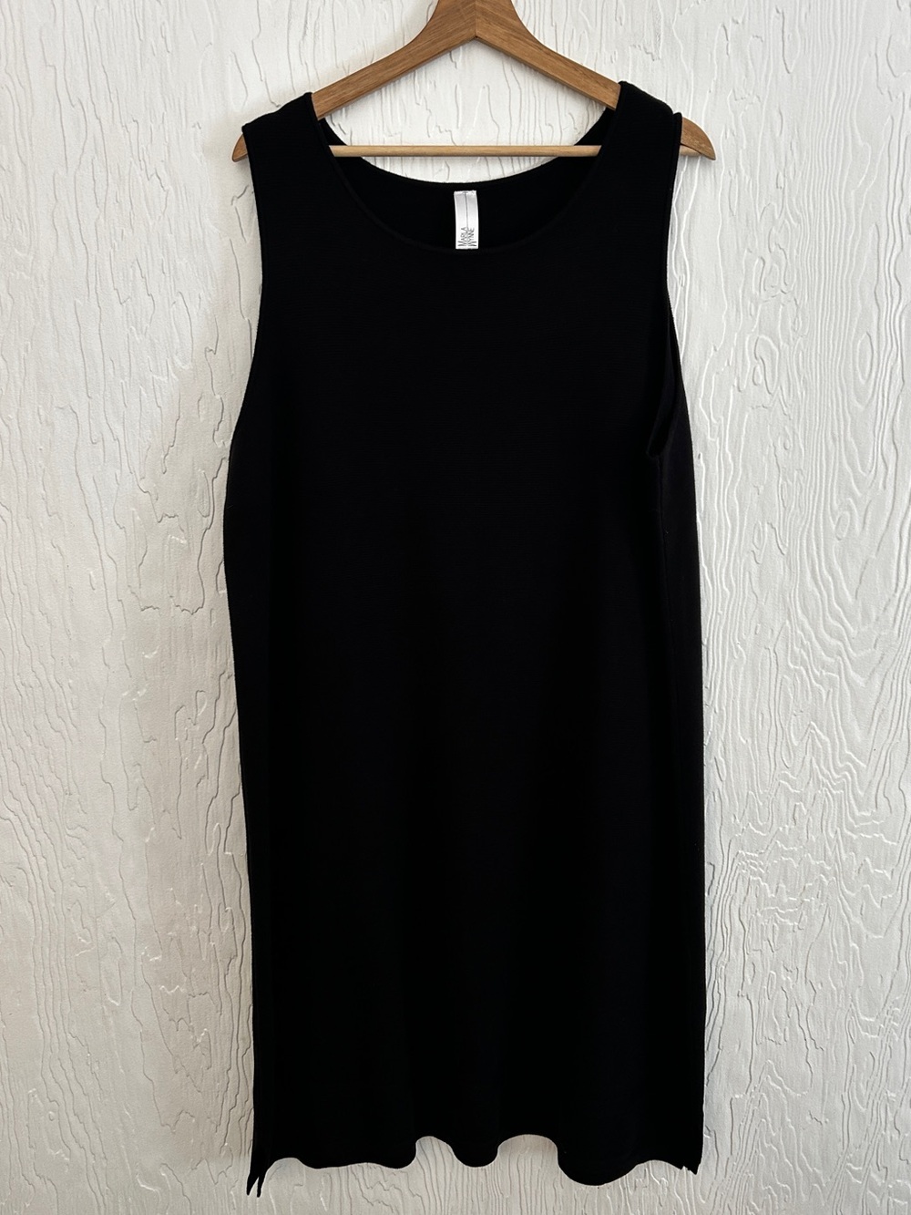 MARLA WYNNE Black Knit Midi Dress‎ Sleeveless Sz 3X Cotton Minimal Contemporary